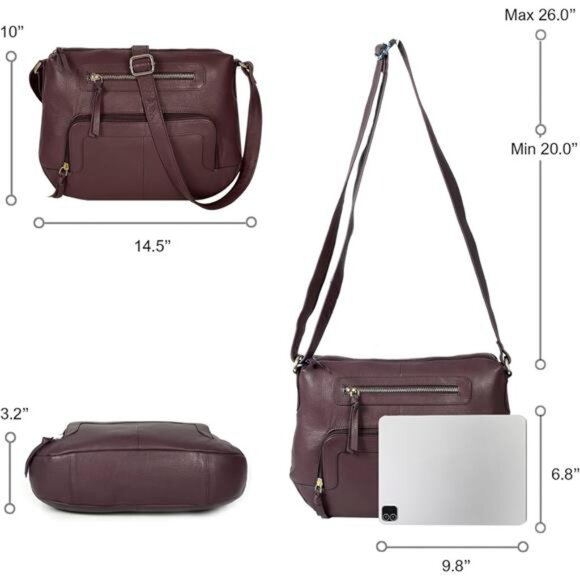 Real Leathers Crossbody Bag - Maroon - Picture 5 of 7
